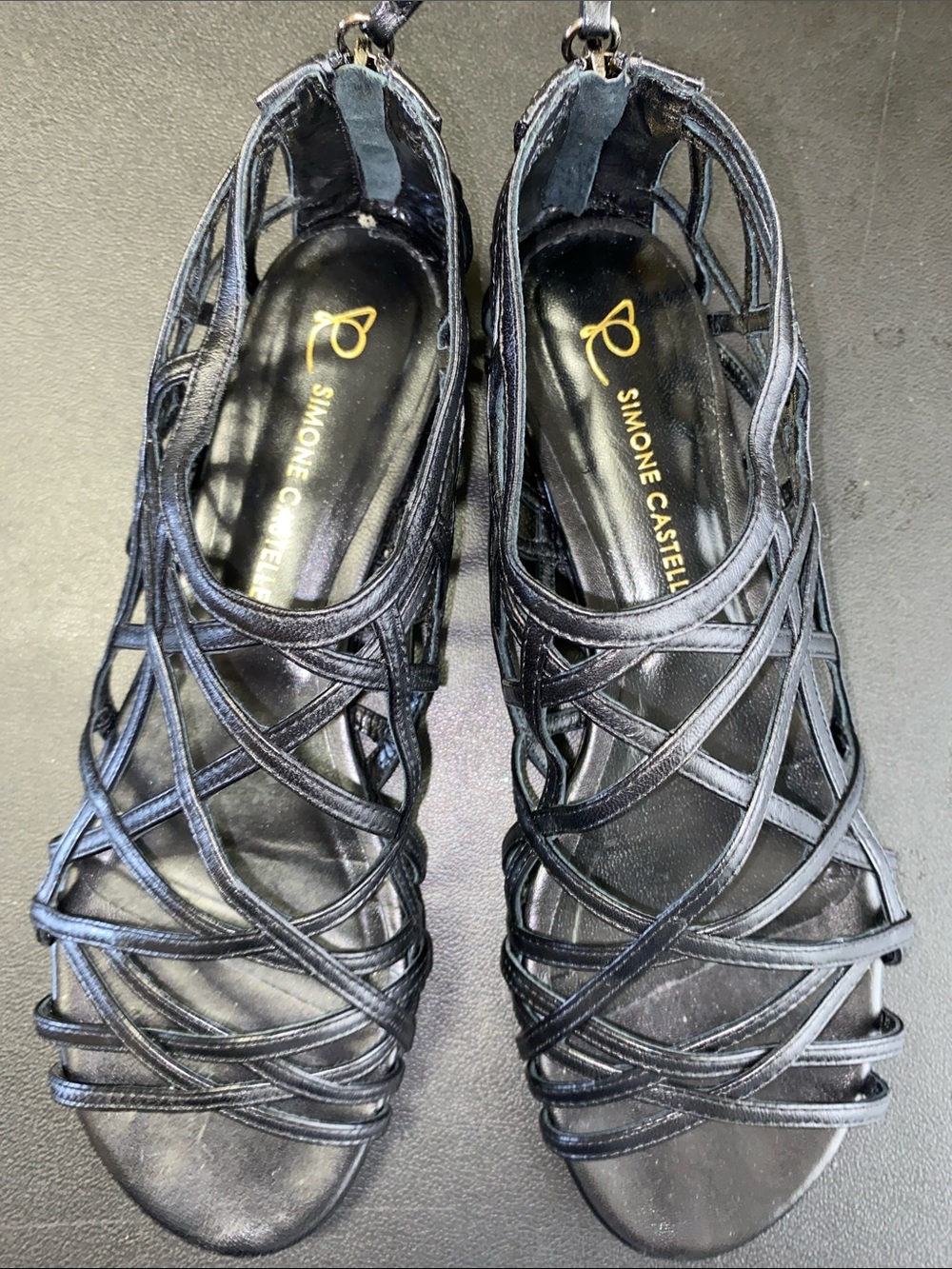 Simone Castelletti • Made in Italy • Black • Leather • Cage Sandal • Size 9 - Picture 2 of 7